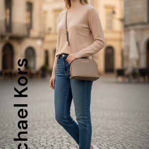 Michael Kors Beige Crossbody with Gold Accents